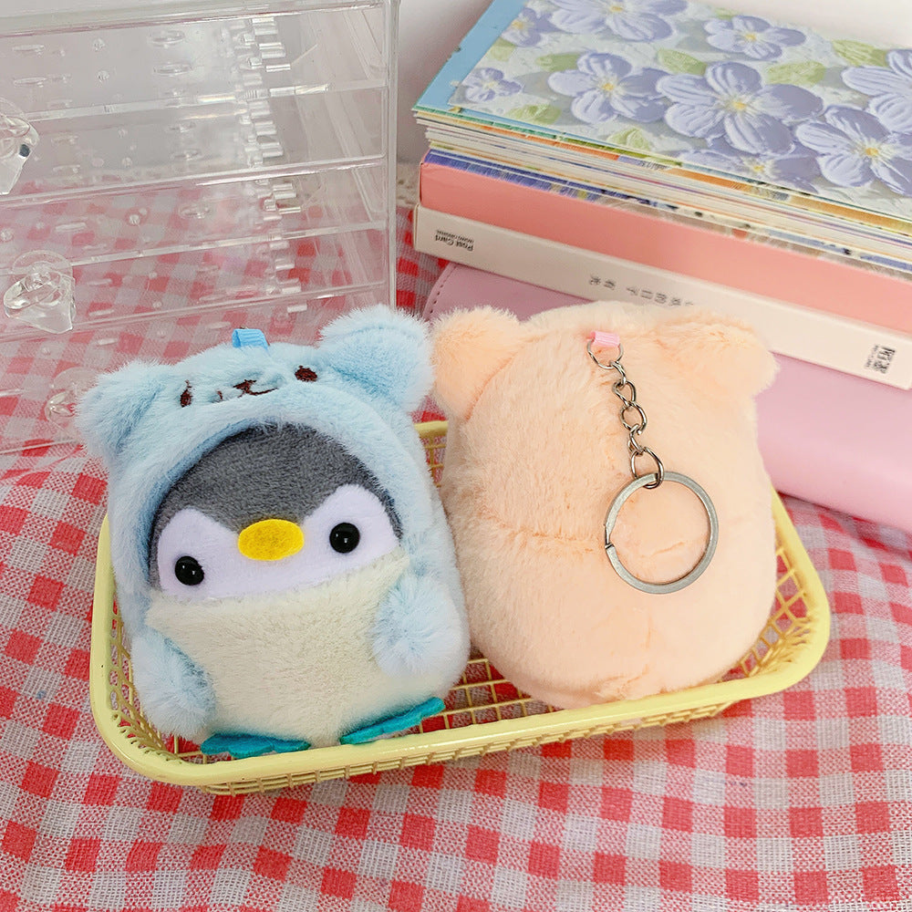 Wholesale Cute Plush Bear Transformed Into Penguin Backpack Doll Plush Pendant Keychain